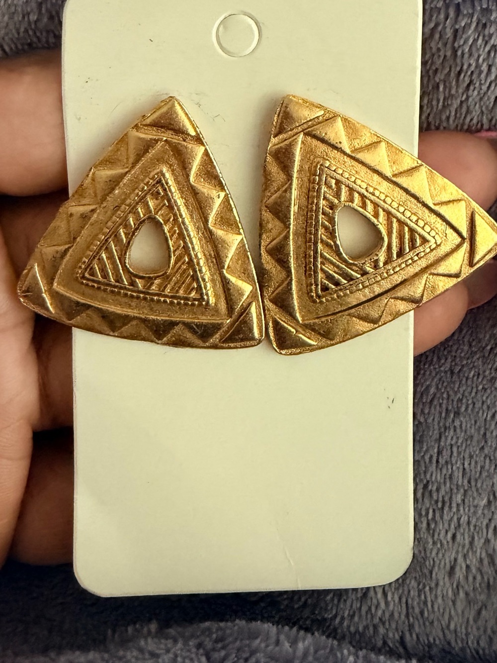 Source Unknown Gold Textured Triangle Drop Earrings